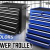 7-Drawer Drawer Tool Box Trolley Cabinet – Blue or Black Heavy Duty Tool Chest Garage Storage Cart Organizer