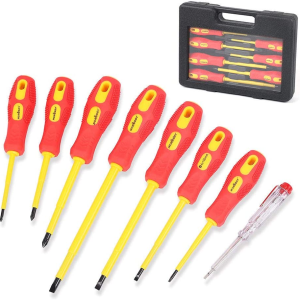 8Pc Insulated Screwdriver Set Magnetic Slotted Phillips Electricians With Case