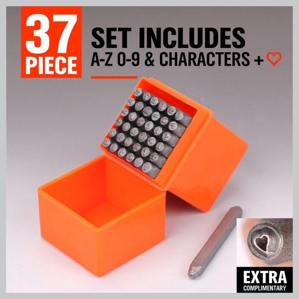 37Pcs Letter NStamp Punch Set DIY Hardened Ball Bearing Steel Tool 3mm