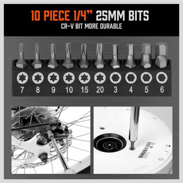 44-Piece Impact Screwdriver Set with Magnetic Bits, High Torque Hex Keys and Rack with Color Grip