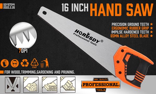 16″ Hand Saw Sharp Cut Wood Plastic Cutting Heavy Duty Crosscut Saw 505mm Long