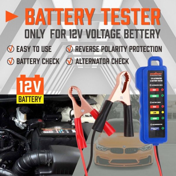 Digital 12V Alternator Battery Tester Car Load Tester Automotive  Voltage Check