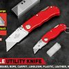 2Pc Folding Utility Knife Aluminium Handle & 10 Spare Stanley Blades Craft New