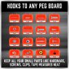 16Pc Pegboard Bins Peg Board Parts Storage With Steel Hooks Tools Organiser Tray