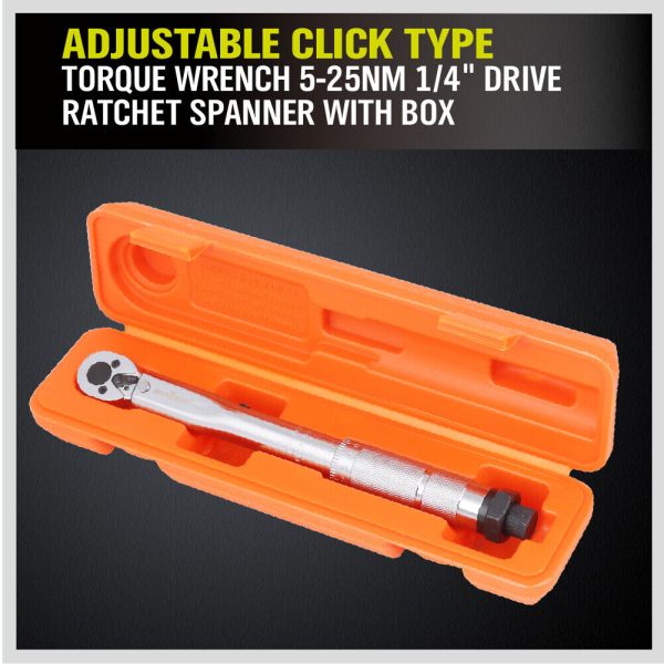 1/4″ Drive Click Torque Wrench 5-25NM Ratchet Spanner Adjustable Hand Repair New