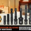 8Pc Drill Socket Adapter Set Impact Nut Driver Hex Extension Bits 1/4″ 3/8″ 1/2″