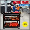 3-Tier Drawer Tool Storage Trolley Workshop Cart Steel Chest w/t Pegboard Hooks