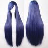 New 80cm Straight Sleek Long Full Hair Wigs w Side Bangs Cosplay Costume Womens – Dark Blue