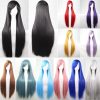 New 80cm Straight Sleek Long Full Hair Wigs w Side Bangs Cosplay Costume Womens – Dark Blue