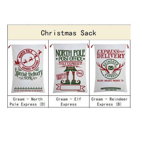 50x70cm Canvas Hessian Christmas Santa Sack Xmas Stocking Reindeer Kids Gift Bag, Red – Reindeer Express Delivery