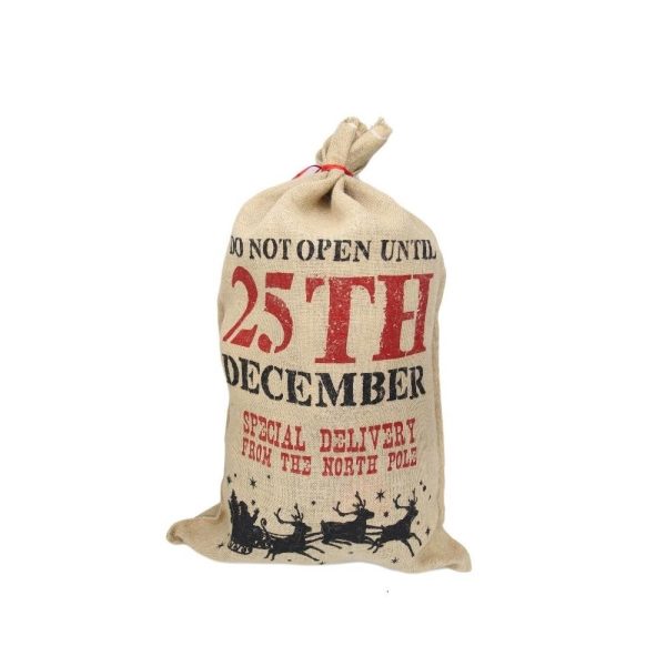 50x70cm Canvas Hessian Christmas Santa Sack Xmas Stocking Reindeer Kids Gift Bag, 50x80cm Hessian – Do not open