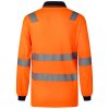 HI VIS Long Sleeve Workwear Shirt w Reflective Tape Cool Dry Safety Polo 2 Tone, Fluoro Orange / Navy – XL