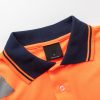 HI VIS Long Sleeve Workwear Shirt w Reflective Tape Cool Dry Safety Polo 2 Tone, Fluoro Orange / Navy – XL