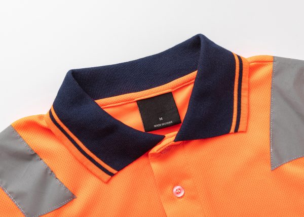 HI VIS Long Sleeve Workwear Shirt w Reflective Tape Cool Dry Safety Polo 2 Tone, Fluoro Orange / Navy – XL