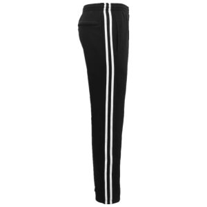 Men's Fleece Casual Sports Track Pants w Zip Pocket Striped Sweat Trousers S-6XL, Black