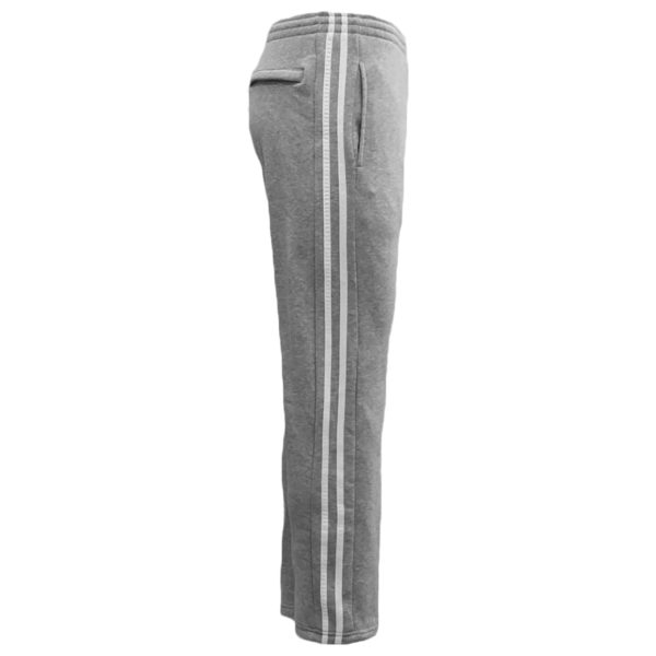 Men’s Fleece Casual Sports Track Pants w Zip Pocket Striped Sweat Trousers S-6XL, Light Grey – M