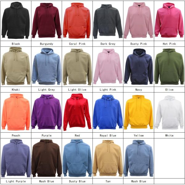 Adult Unisex Men’s Basic Plain Hoodie Pullover Sweater Sweatshirt Jumper XS-8XL, Black – S