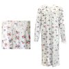 100% Cotton Women Nightie Night Gown Pajamas Pyjamas Winter Sleepwear PJs Dress, Red & Purple Flowers – 12