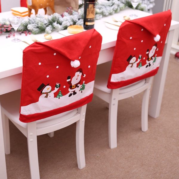 6-10x Christmas Santa Hat Chair Covers Table Cloth Dinner Home Décor Ornaments, 8PCS Chair Covers