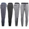 Mens Joggers Trousers Gym Sport Casual Sweat Track Pants Cuffed Hem w Zip Pocket, Black – S