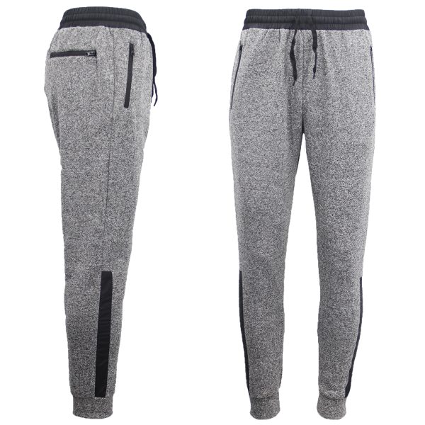 Mens Joggers Trousers Gym Sport Casual Sweat Track Pants Cuffed Hem w Zip Pocket, Light Grey – S