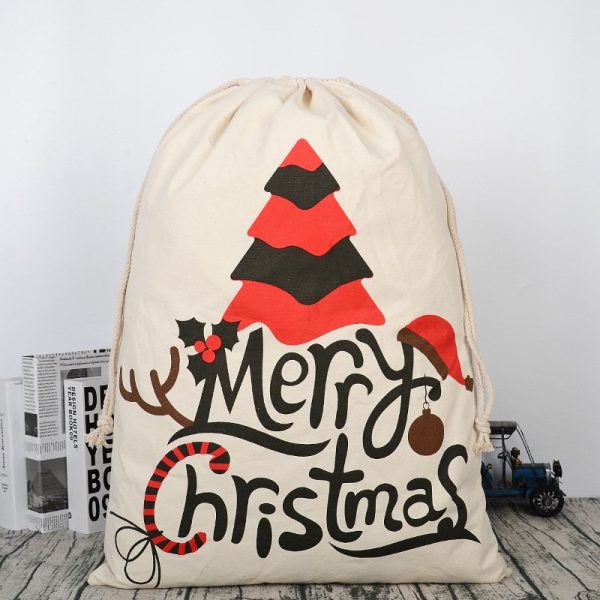 Large Christmas XMAS Hessian Santa Sack Stocking Bag Reindeer Children Gifts Bag, Cream – Christmas Tree