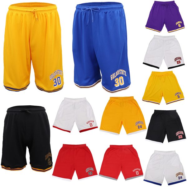 Men’s Basketball Sports Shorts Gym Jogging Swim Board Boxing Sweat Casual Pants, White – Chicago 23 – S