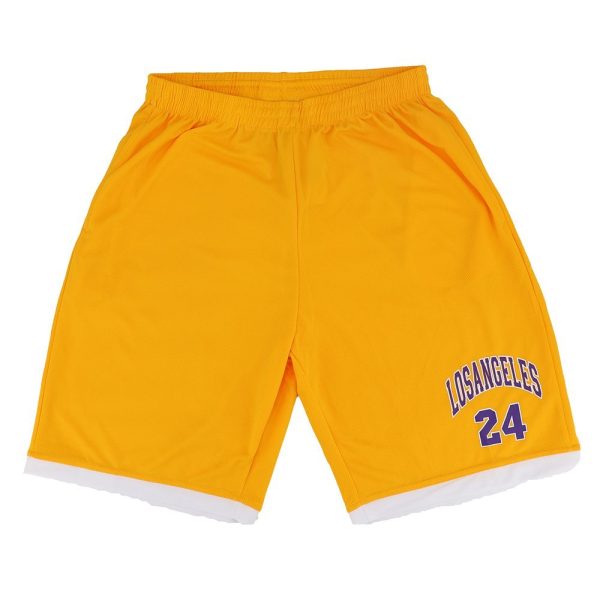 Men’s Basketball Sports Shorts Gym Jogging Swim Board Boxing Sweat Casual Pants, Yellow – Los Angeles 24 – S