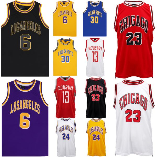 New Men’s Basketball Jersey Sports T Shirt Tee Vest Tops Gym Chicago Los Angeles, Red – Chicago 23 – S