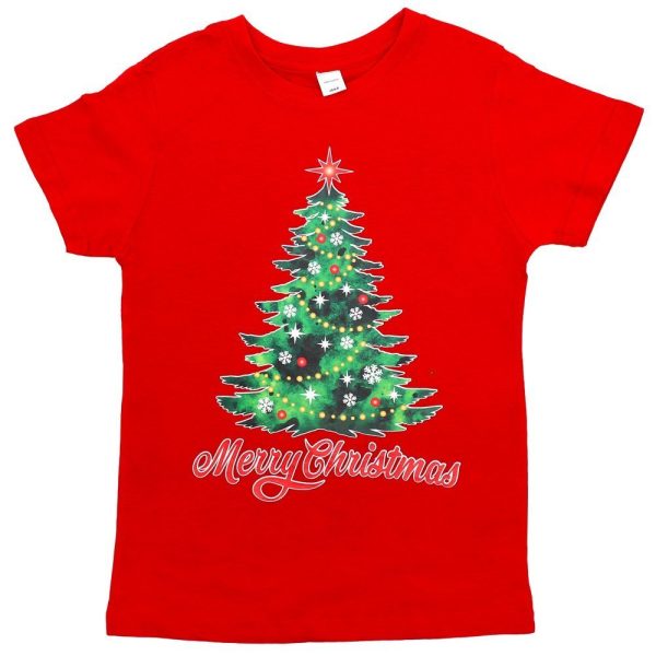 New Funny Adult Xmas Christmas T Shirt Tee Mens Womens 100% Cotton Jolly Ugly, Tree (Red) – XS