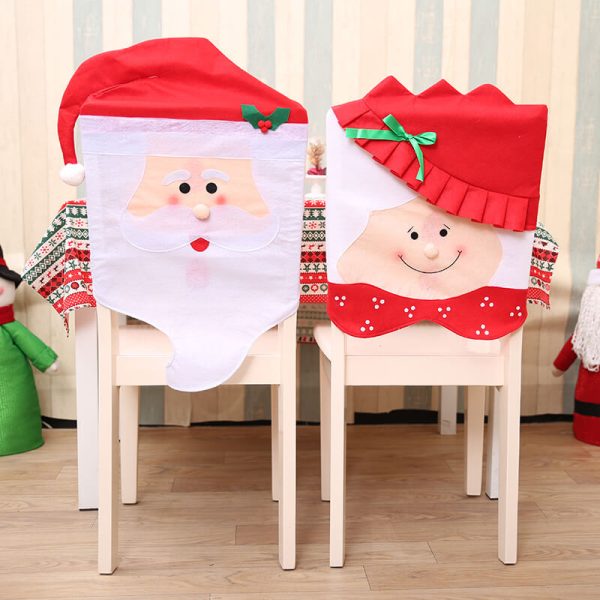 6x Christmas Cute Lady Santa Hat Chair Covers Dinner Home Décor Ornaments Gift, Mrs Santa