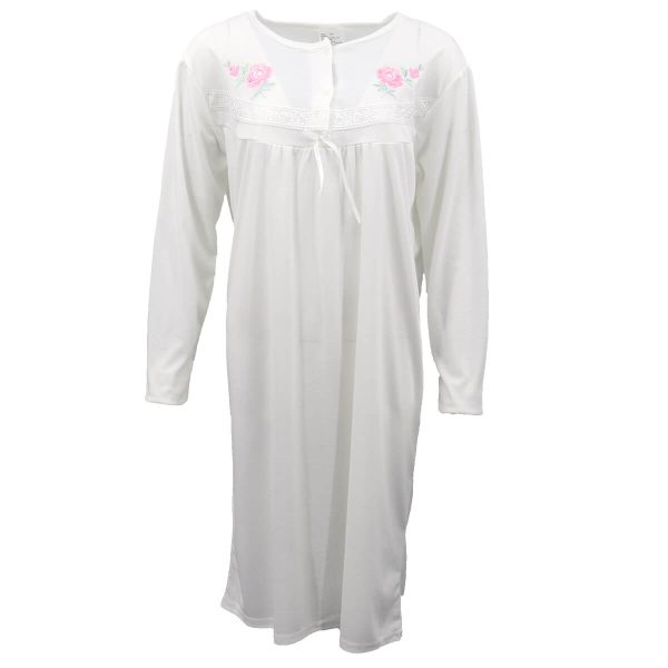 100% Cotton Women Nightie Night Gown Pajamas Pyjamas Winter Sleepwear PJs Dress, Light Pink – 12