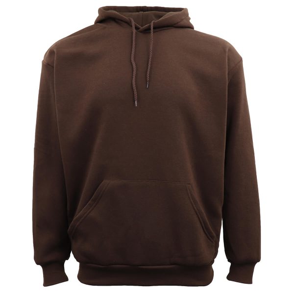 Adult Unisex Men’s Basic Plain Hoodie Pullover Sweater Sweatshirt Jumper XS-8XL, Brown – L