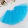 Sequin Tulle Tutu Skirt Ballet Kids Princess Dressup Party Baby Girls Dance Wear, Adults – Aqua