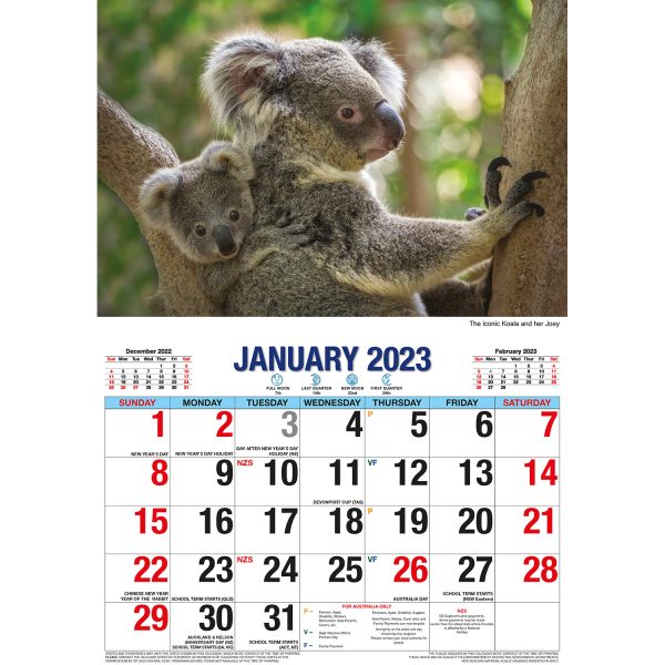 Australian Icons â€“ 2023 Rectangle Wall Calendar 16 Months Planner New Year Gift