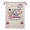 Large Christmas XMAS Hessian Santa Sack Stocking Bag Reindeer Children Gifts Bag, Cream – Snowflakes Reindeer