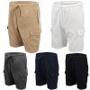 Men’s Cargo Shorts 4 Pockets Cascual Work Trousers Active Pants Elastic Waist, Black – S