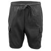 Men’s Cargo Shorts 4 Pockets Cascual Work Trousers Active Pants Elastic Waist, Black – S