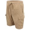 Men’s Cargo Shorts 4 Pockets Cascual Work Trousers Active Pants Elastic Waist, Khaki – M