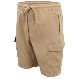 Men's Cargo Shorts 4 Pockets Cascual Work Trousers Active Pants Elastic Waist, Khaki