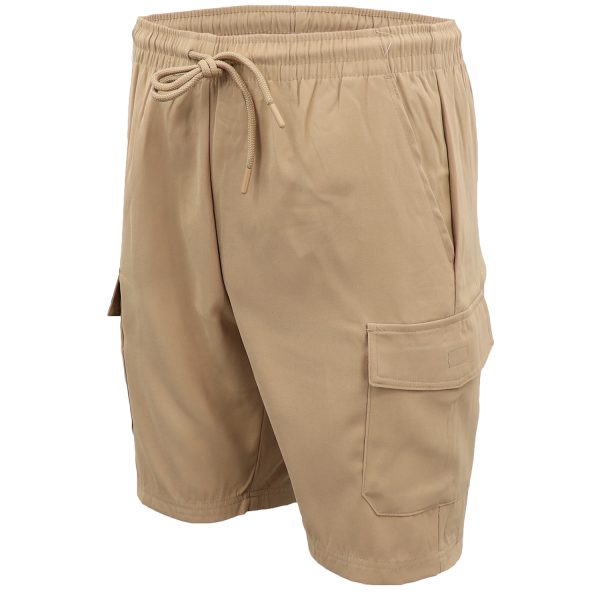 Men’s Cargo Shorts 4 Pockets Cascual Work Trousers Active Pants Elastic Waist, Khaki – M