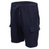 Men’s Cargo Shorts 4 Pockets Cascual Work Trousers Active Pants Elastic Waist, Navy – XS