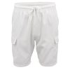 Men’s Cargo Shorts 4 Pockets Cascual Work Trousers Active Pants Elastic Waist, White – S