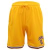 Men’s Basketball Sports Shorts Gym Jogging Swim Board Boxing Sweat Casual Pants, Yellow – Los Angeles 6 – S