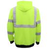 HI VIS Hooded Safety Jumper Hoodie Sweatshirt Tradie Workwear Fleece Jacket Coat, Fluro Yellow – XS