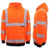 HI VIS Hooded Safety Jumper Hoodie Sweatshirt Tradie Workwear Fleece Jacket Coat, Fluro Yellow – XS