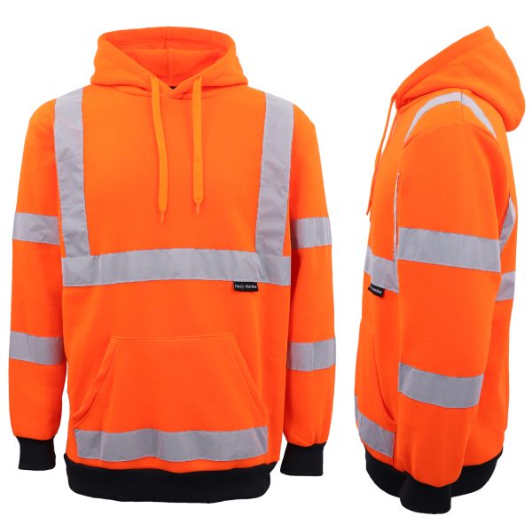 HI VIS Hooded Safety Jumper Hoodie Sweatshirt Tradie Workwear Fleece Jacket Coat, Fluro Yellow – XS