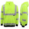 HI VIS Hooded Safety Jumper Hoodie Sweatshirt Tradie Workwear Fleece Jacket Coat, Fluro Yellow – XS