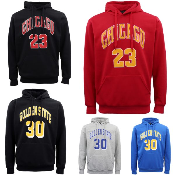 Men’s Fleece Pullover Hoodie Jacket Sports Jumper Jersey Chicago Golden State, Blue – Golden State 30 – XS