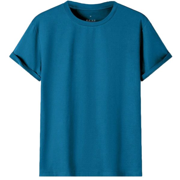 Adult 100% Cotton T-Shirt Unisex Men’s Basic Plain Blank Crew Tee Tops Shirts, Aqua – S